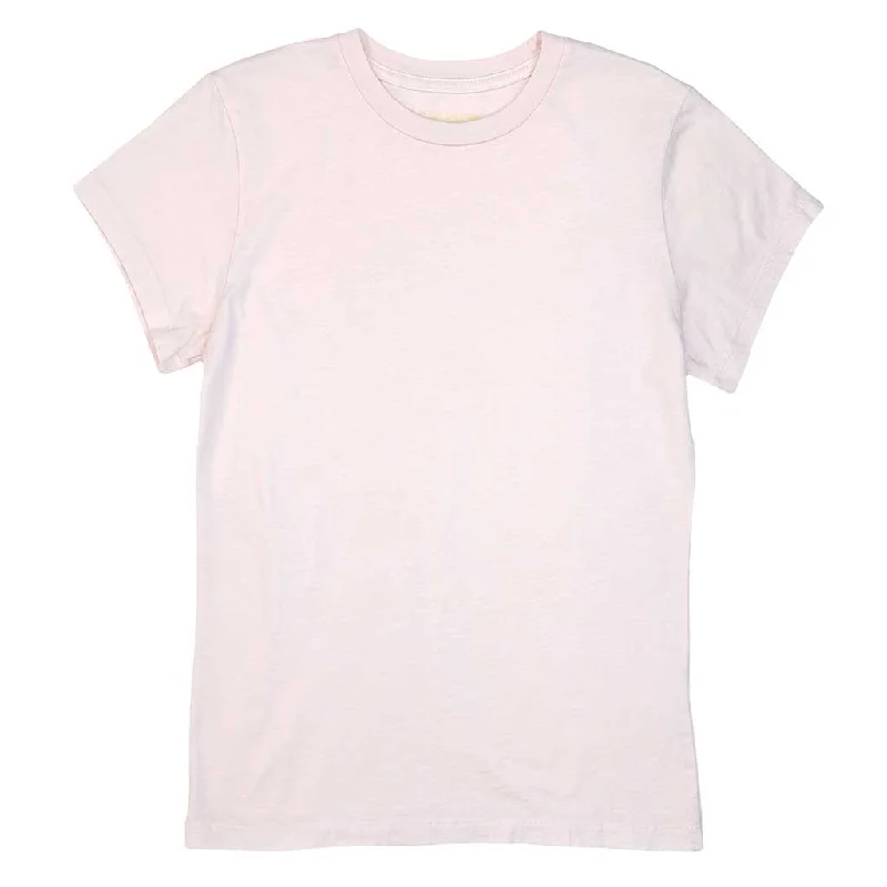 Women's Crew Neck Short Sleeve Tee - Buff Pink Chenille Blend Fleece Blend Nylon Blend
