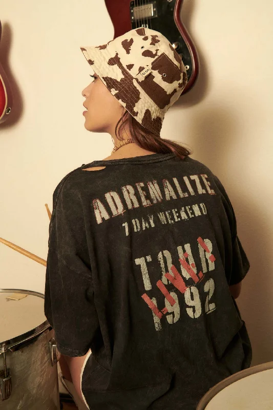Def Leappard Adrenalize Tour Oversize Graphic Tee Solid Color Striped Floral