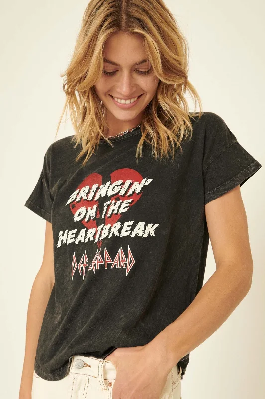 Def Leppard Heartbreak Vintage Graphic Tee Anti-Pilling Machine Wash Handmade