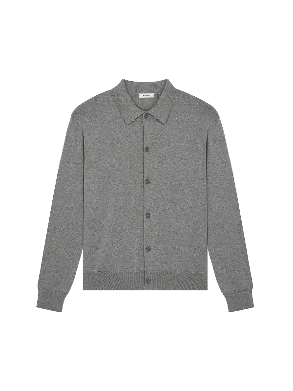 Womens DNA Knitted Collared Shirt—grey marl Lace Blend Ribbed Blend Corduroy Blend