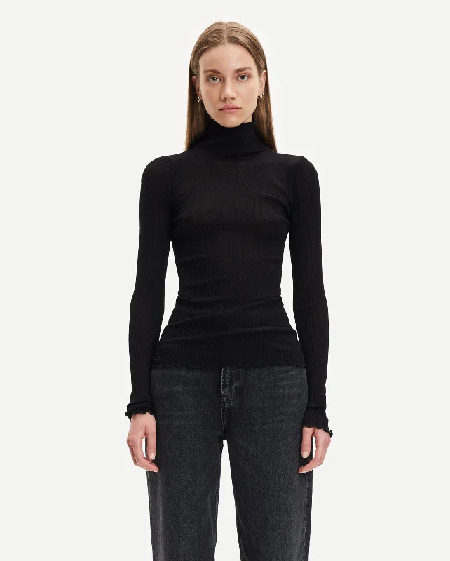 DOUDO T-N T-SHIRT LS 13020  / BLACK Fashionable Trendy Casual