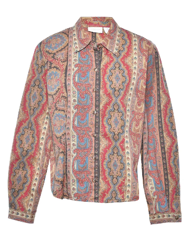 Floral Shirt - L Zippered Front Buttoned Front Snap Front