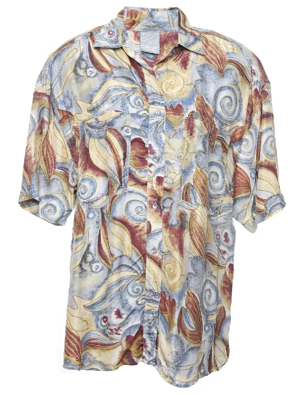 Floral Silk Shirt - XL Wool Fabric Cashmere Fabric Tweed Fabric