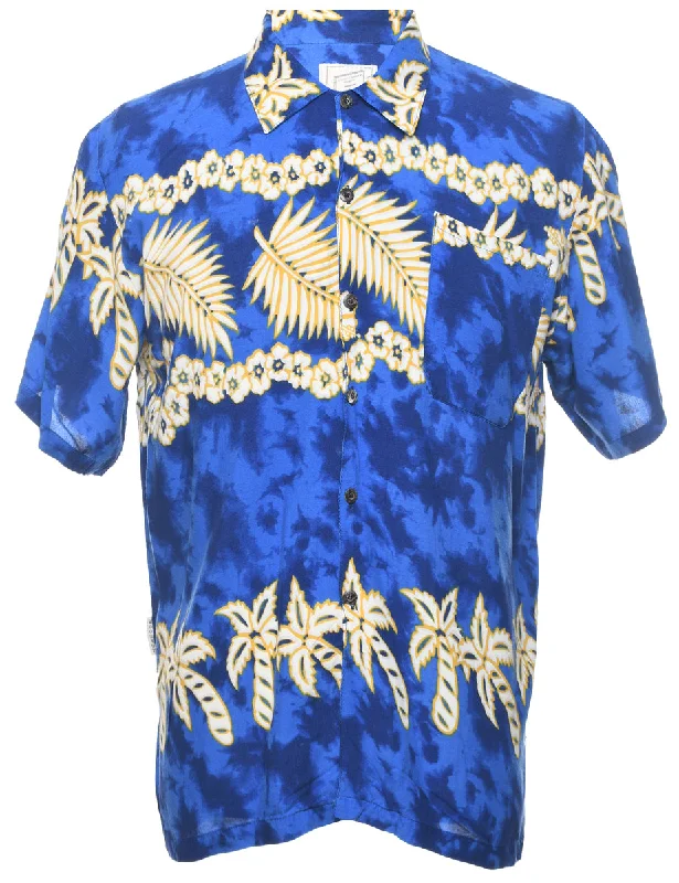 Foliage Hawaiian Shirt - L Ribbed Striped Patterned