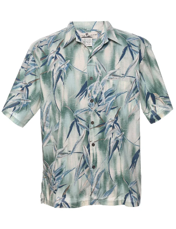 Foliage Hawaiian Shirt - L Solid Print Embellished