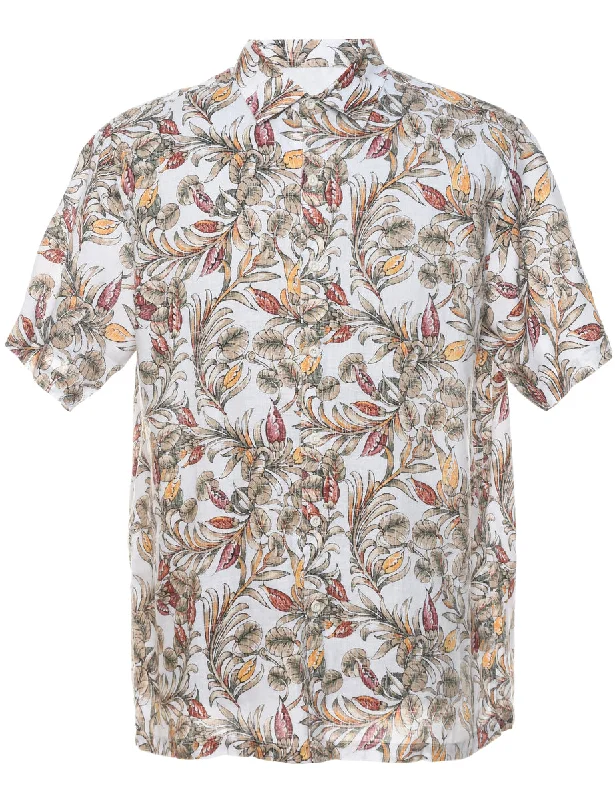 Foliage Hawaiian Shirt - L Fleece Fabric Down Fabric Feather Fabric