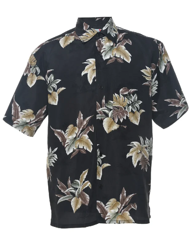 Foliage Hawaiian Shirt - M Spandex Blend Rayon Blend Denim Blend