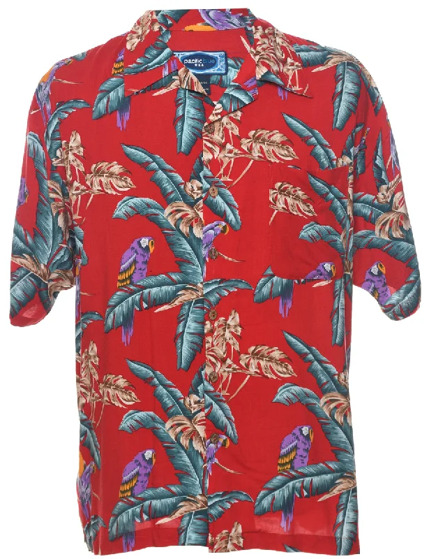 Foliage Hawaiian Shirt - M Terry Blend Velvet Blend Canvas Blend