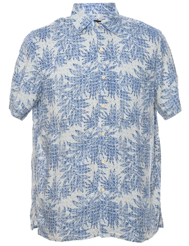 Foliage Hawaiian Shirt - M Striped Floral Plaid