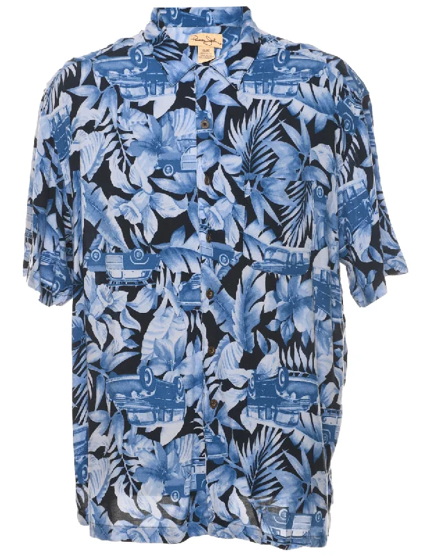 Foliage Hawaiian Shirt - XL Houndstooth Herringbone Solid