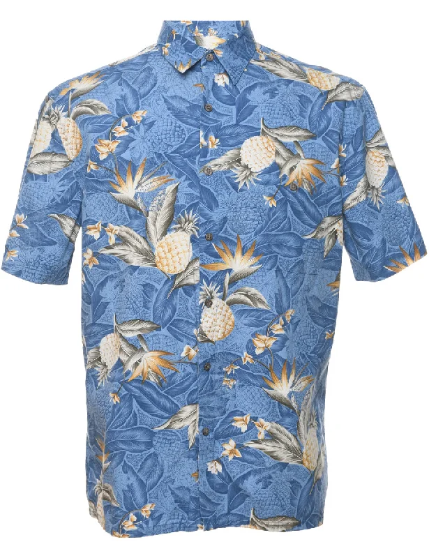 Fruit Print Hawaiian Shirt - M Graphic T-Shirt Round Neck Polyester