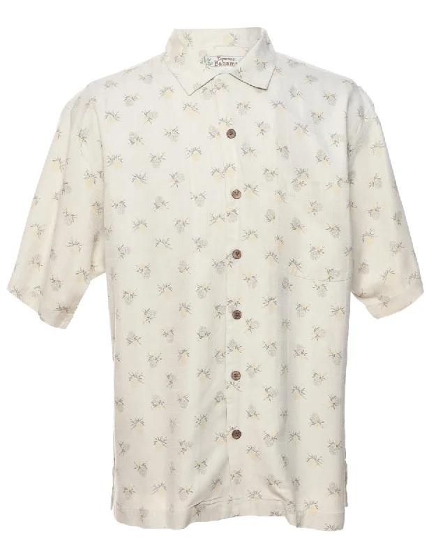 Fruit Print  Hawaiian Shirt - M Welt Pockets Slit Pockets