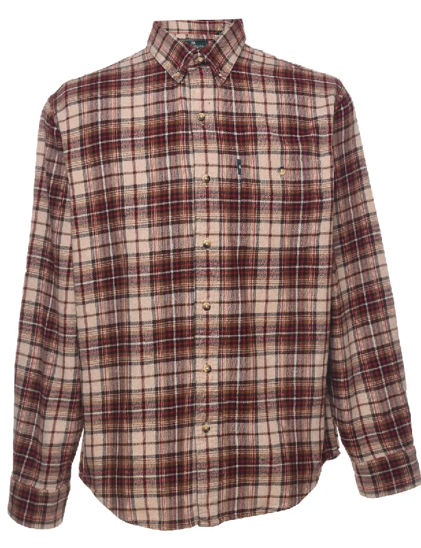 G.H. Bass Checked Shirt - M Fitted T-Shirt Seamless Stretchy