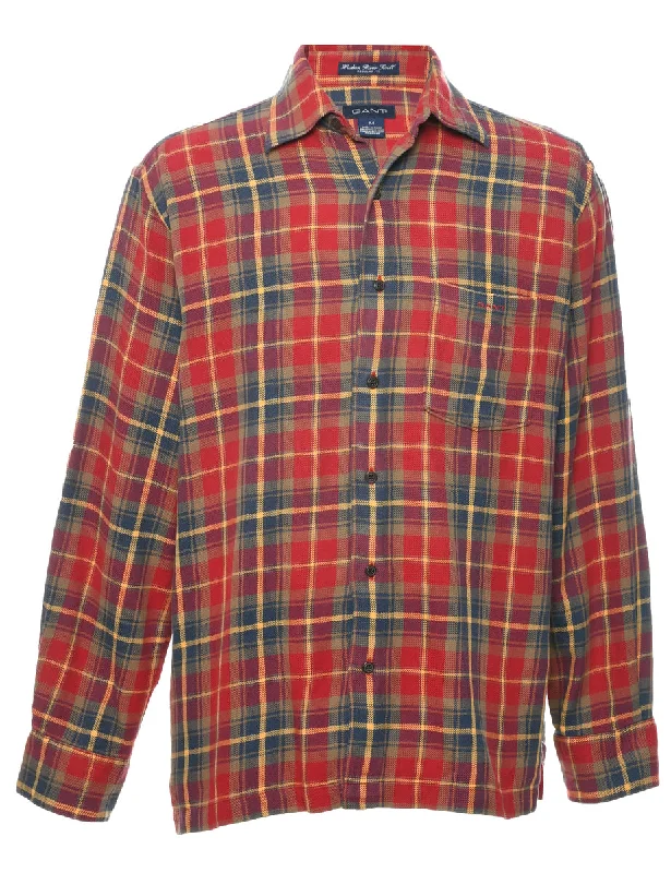 Gant Checked Shirt - M Collared T-Shirt Boat Neck A-Line