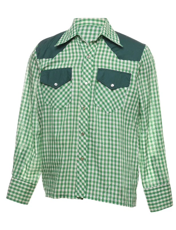 Gingham Western Shirt - S Rayon Velvet Corduroy