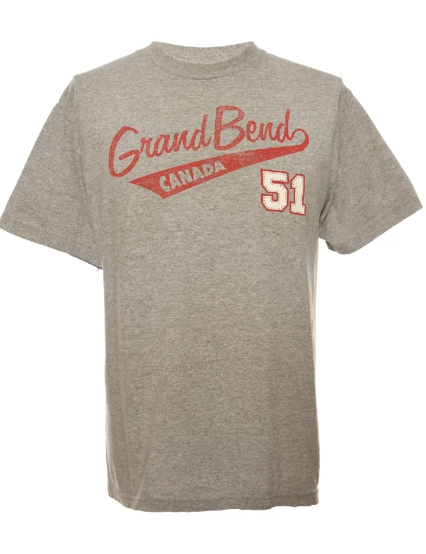 Grand Bend Grey Printed T-shirt - M Mesh Canvas Denim