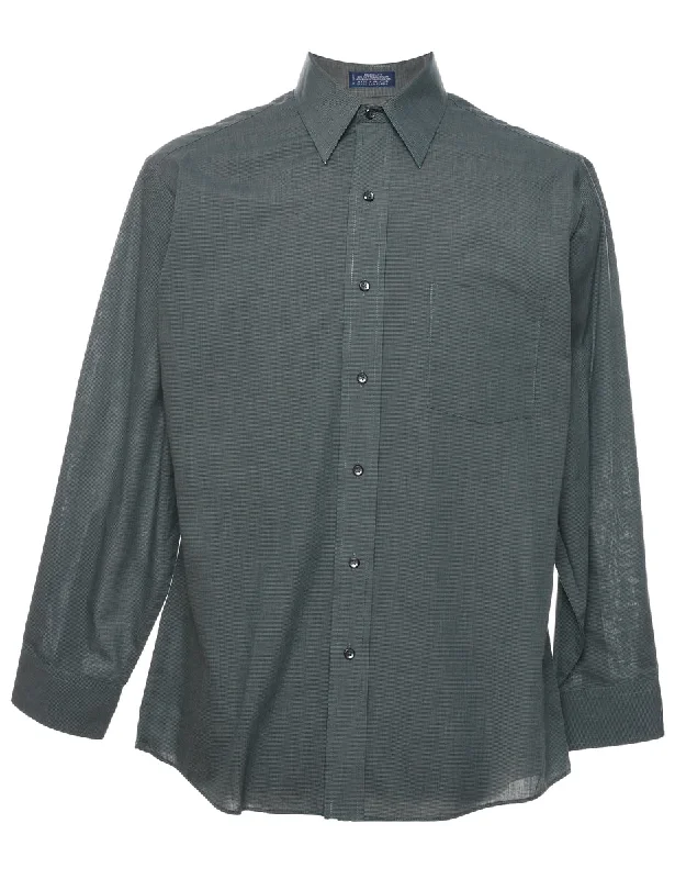Green Checked Shirt - L Iron Safe Non-Iron Wrinkle Free