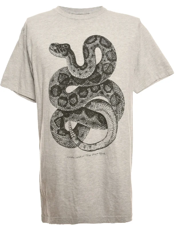 Grey Animal T-shirt - M Striped Floral Plaid