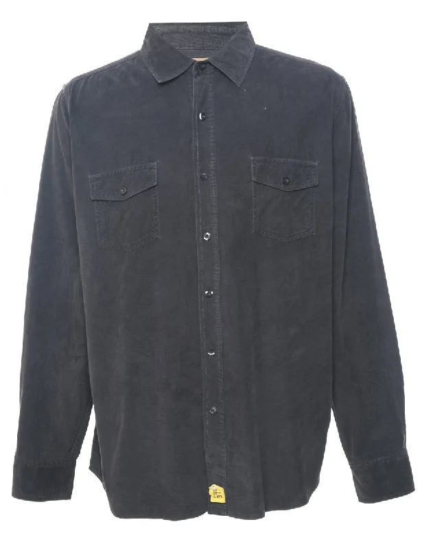 Grey Classic Corduroy Shirt - XL Front Pockets Side Pockets Patch Pockets