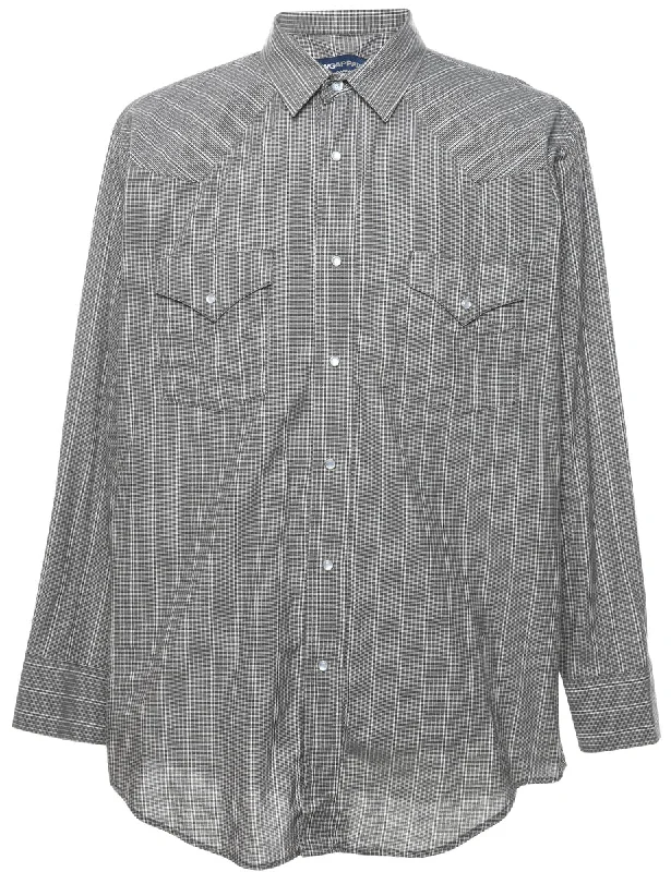 Grey Western Shirt - L Nylon Fabric Polyester Fabric Spandex Fabric