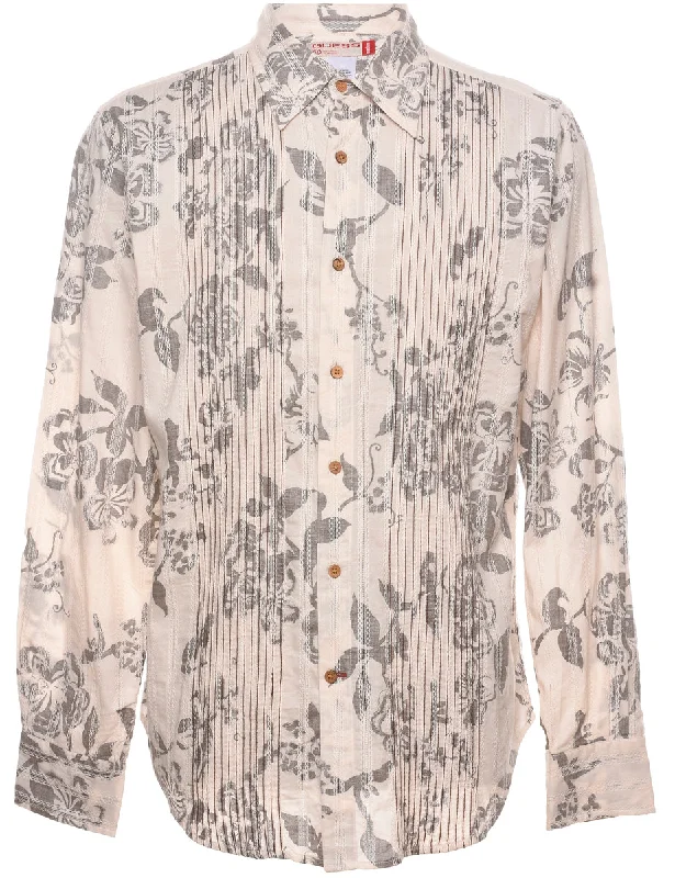 Guess Pintuck Shirt - M Embroidered Appliqued Beaded