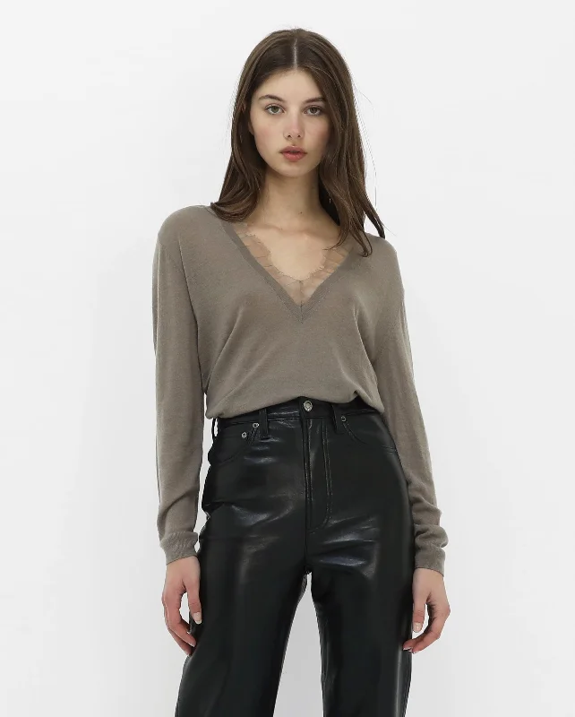 HABY SHIRT / STONE GREY Basic T-Shirt Crew Neck Short Sleeve