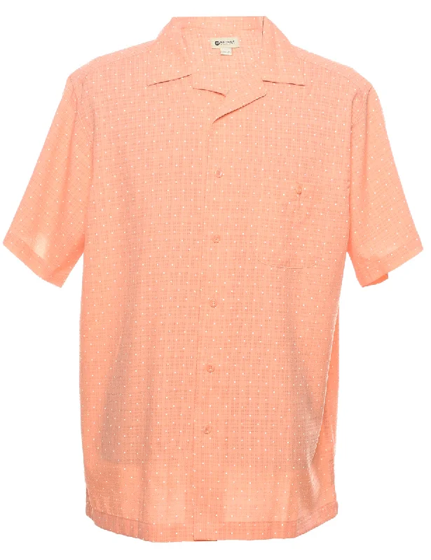 Haggar Polka Dot  Short Sleeved Shirt - L Terry Blend Velvet Blend Canvas Blend