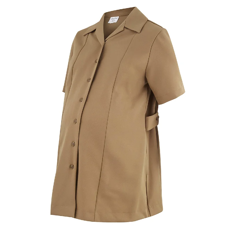 NAVY Maternity Service Khaki Shirt Silk Blend Satin Velvet