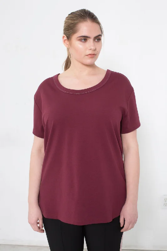See Rose Go My Favorite Tee - Burgundy Cotton Fabric Linen Fabric Terry Fabric