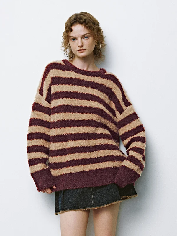 Striped Knitted T-Shirts Lace Blend Ribbed Blend Corduroy Blend
