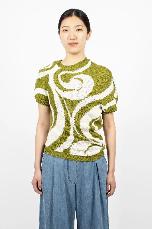 Knit T-Shirt Green Casual Formal Business