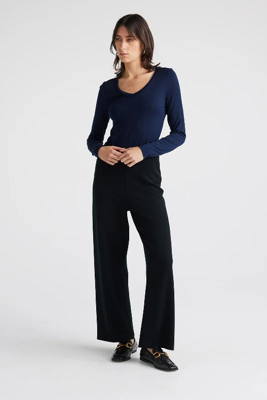 TOORALLIE V Neck L/S Merino Tee Embroidered Appliqued Beaded
