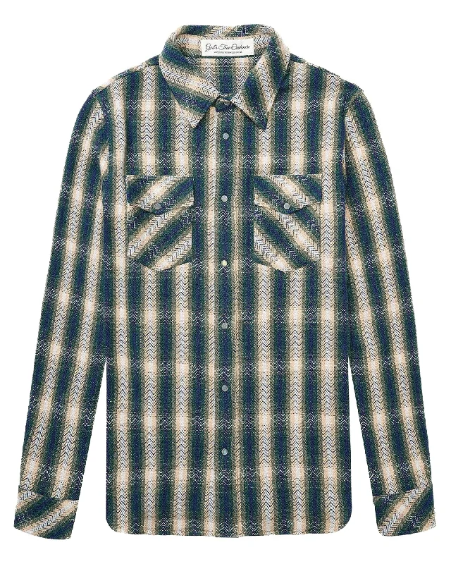 Tartan Shirt Hooded Caped Shawl Collar