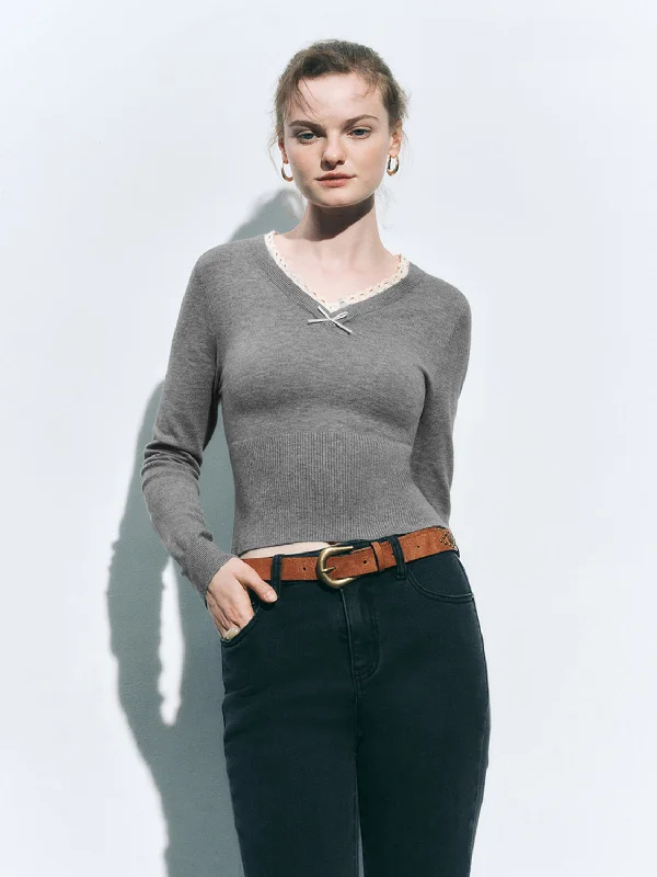 V-Neck Knitted T-Shirts Cozy Warm Stylish