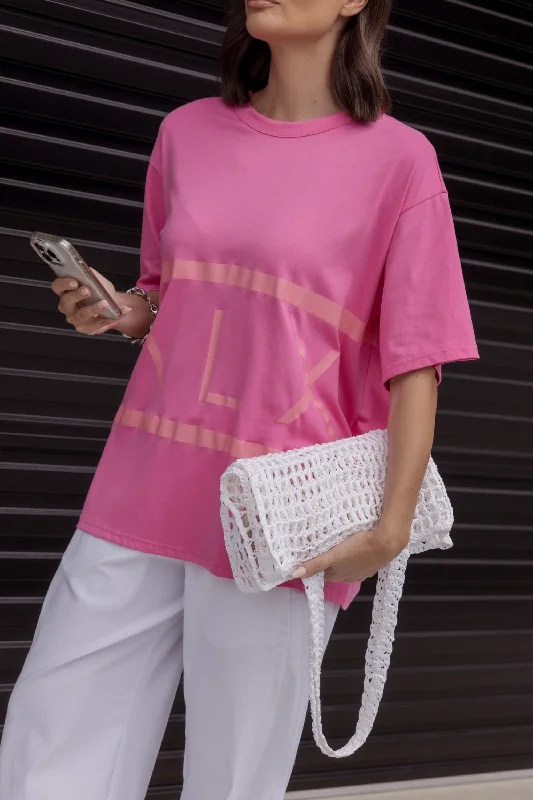 VEGAS T-Shirt Pink Houndstooth Herringbone Solid
