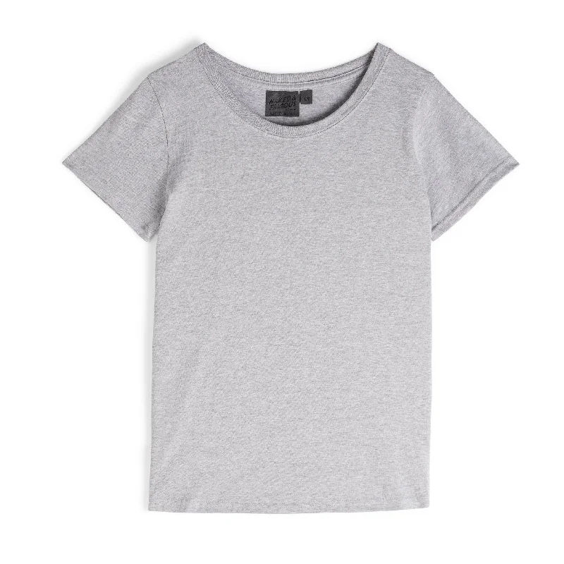 Women's - Circular Knit Ballet Tee - Double Ring-Spun Cotton - Heather Grey Welt Pockets Slit Pockets Flap Pockets